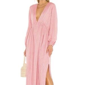 Revolve Sundress Chicago Long Roma Cafe Au Lait Maxi Pink Gold Dress Sz M/L